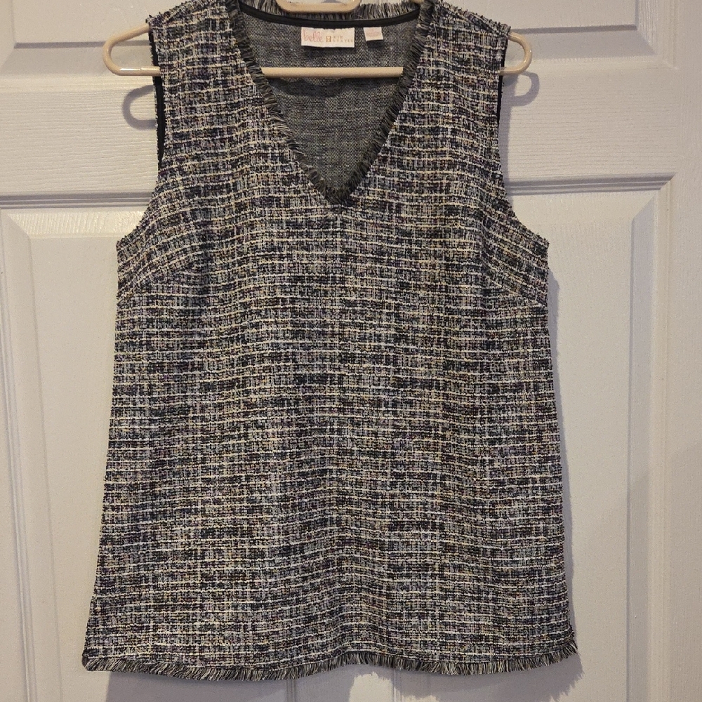 Belle by Kim Gravel Black and White Sleeveless Blouse